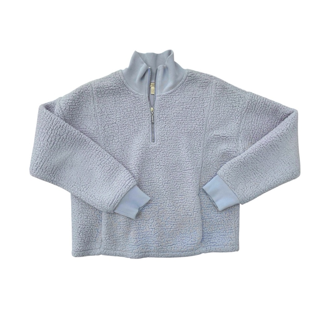 Banana Republic Lavender LuxeSpun Half Zip Sherpa Pullover medium - Picture 2 of 7